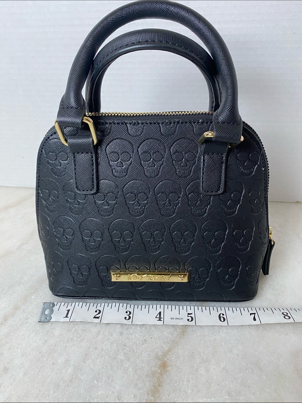 Betsey Johnson Black Embossed Skull mini Satchel - Women Bags